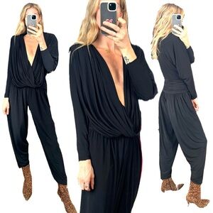 Vintage 80’s Grace Jones Inspired Ruched Neck Open Jumpsuit Onesie Playsuit